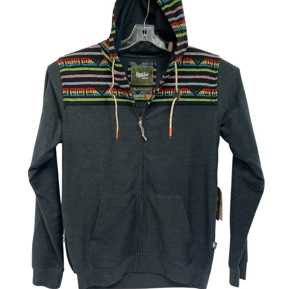 Howler Brothers Black Zip-Up Sweater with‎ Multicolor Accents (D43)